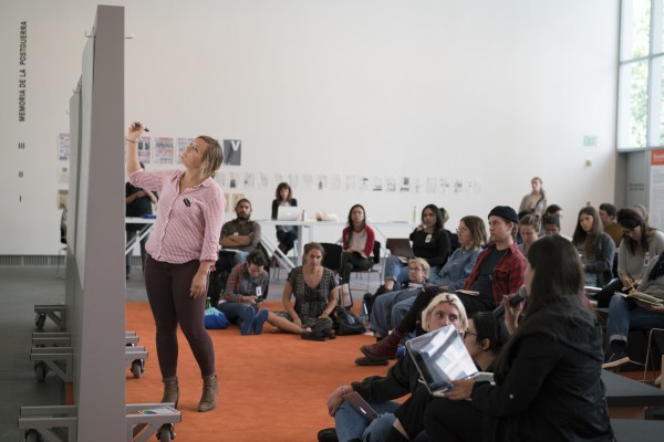 Installation view, Escuela de Arte Útil, a commissioned art project for the exhibition Tania Bruguera: Talking to Power / Hablándole al Poder, Yerba Buena Center for the Arts, San Francisco, 2017. Courtesy Yerba Buena Center for the Arts. Photographs by Nando Alvarez-Perez.