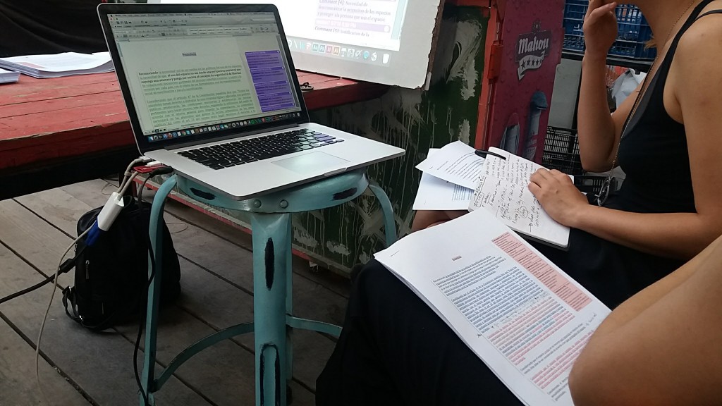 Adelita Husni-Bey, White Paper: The Law, 2015-ongoing,Meeting at Espacio Antonio Grilo, Madrid (2016).Photo: Pablo Martinez. Courtesy the artist and Laveronica arte contemporanea