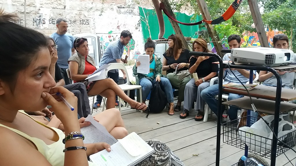 Adelita Husni-Bey, White Paper: The Law, 2015-ongoing,Meeting at Espacio Antonio Grilo, Madrid (2016).Photo: Pablo Martinez. Courtesy the artist and Laveronica arte contemporanea